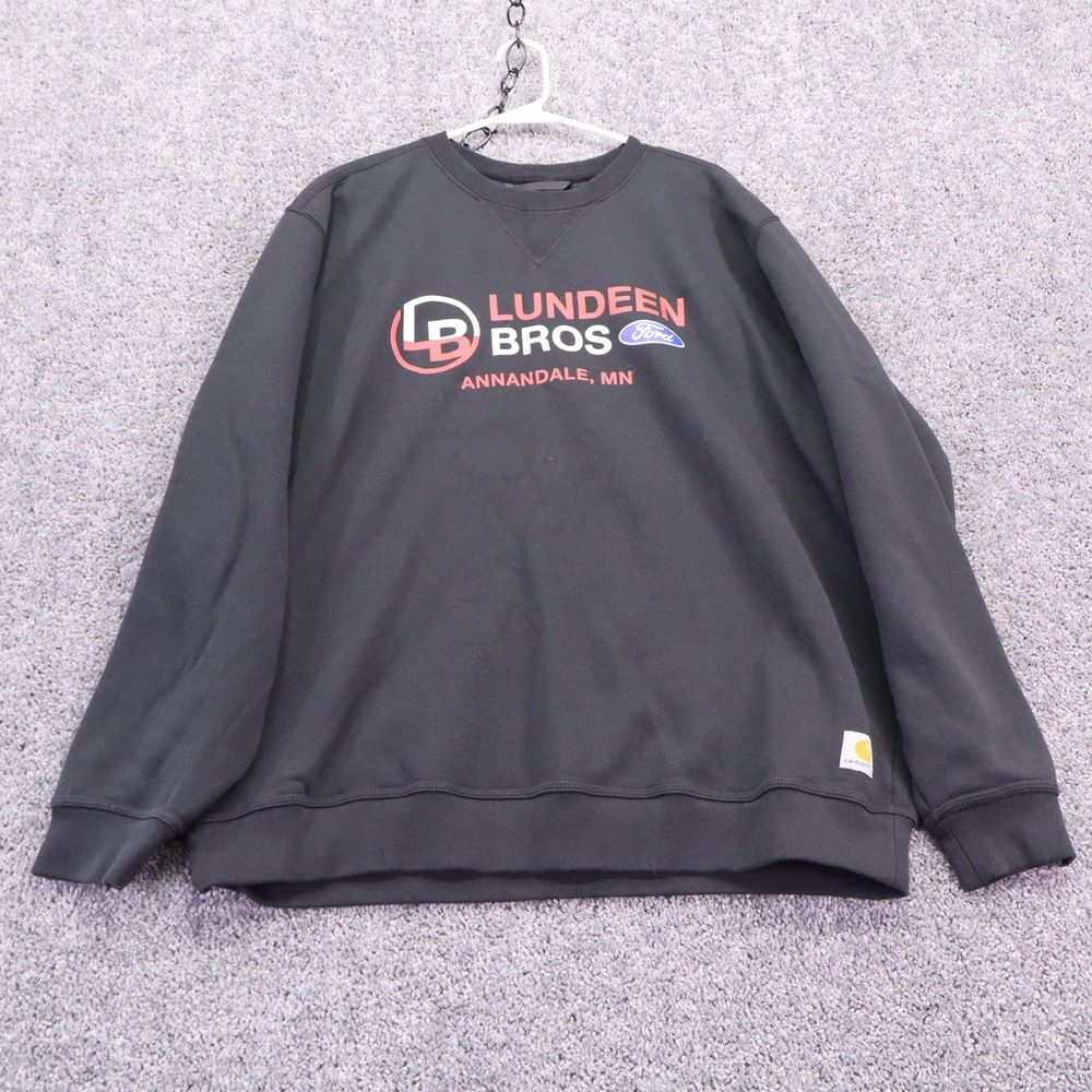Carhartt Sweatshirt Mens Extra Large Black Loose Fit K124 Lundeen Bros Ford Crew